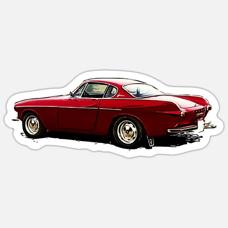 Oldtimer P1800 S - Sticker taille S (10 x 10 cm) - blanc mat