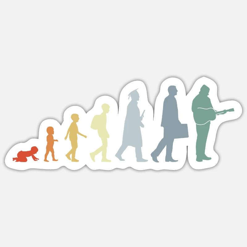 Évolution du guitariste - Sticker taille S (10 x 10 cm) - blanc mat