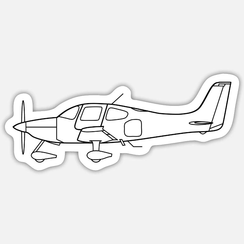 Propellerflugzeug SR20 - Sticker Größe S (10 x 10 cm) - Mattweiß