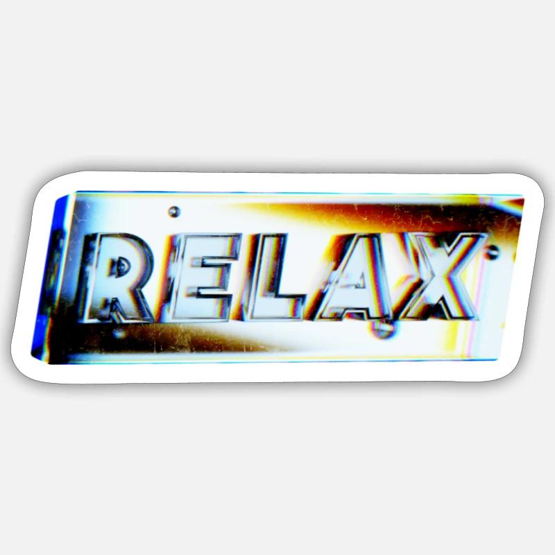Relax text - Sticker taille S (10 x 10 cm) - blanc mat