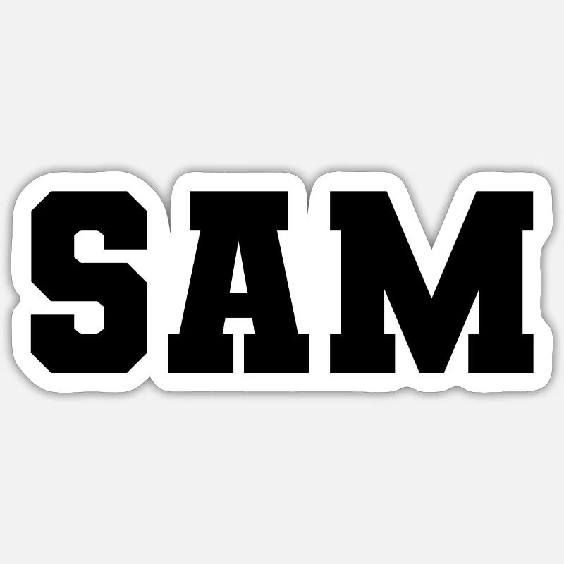 Name - S A M - Sticker size S (10 x 10 cm) - white matte