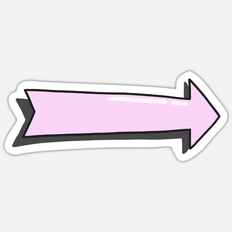 pink arrow with shadow - Sticker size S (10 x 10 cm) - white matte