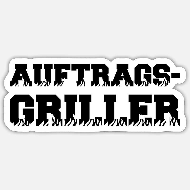 auftrags griller - Sticker Größe S (10 x 10 cm) - Mattweiß