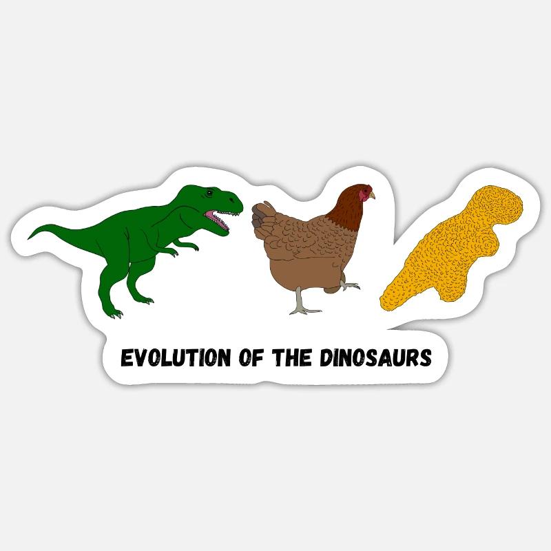 Évolution des dinosaures - Sticker taille S (10 x 10 cm) - blanc mat