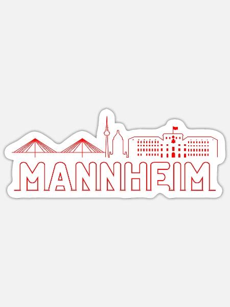 Mannheim, meine Stadt an Rhein und Neckar - Sticker Größe S (10 x 10 cm) - Mattweiß