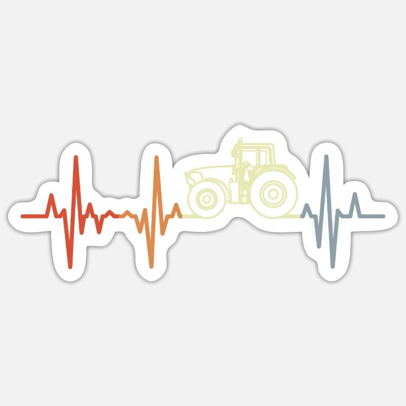 Retro Traktor EKG - Sticker Größe S (10 x 10 cm) - Mattweiß