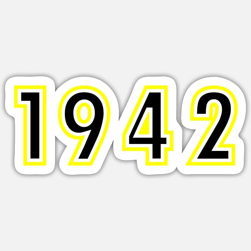 1942 Année Anniversaire - Sticker taille S (10 x 10 cm) - blanc mat