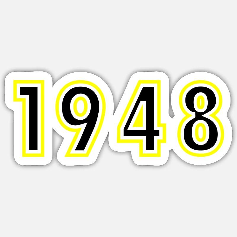 1948 Année Anniversaire - Sticker taille S (10 x 10 cm) - blanc mat