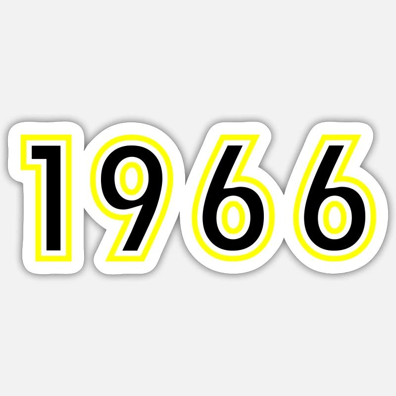 1966 Année Anniversaire - Sticker taille S (10 x 10 cm) - blanc mat