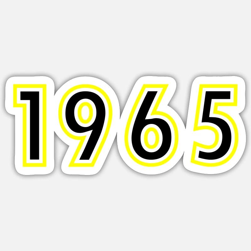 1965 Année Anniversaire - Sticker taille S (10 x 10 cm) - blanc mat
