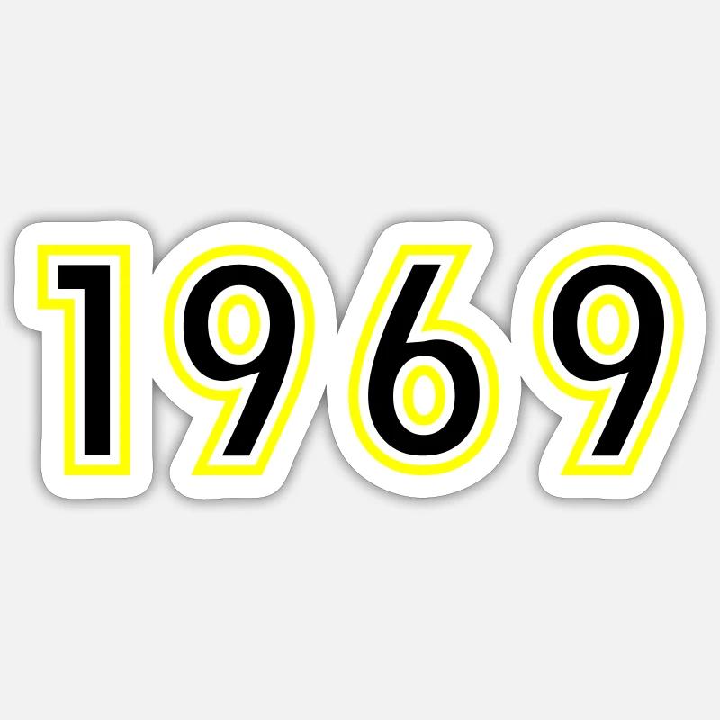 1969 Année Anniversaire - Sticker taille S (10 x 10 cm) - blanc mat