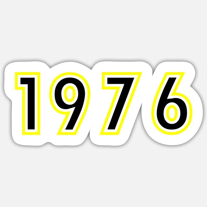 1976 Année Anniversaire - Sticker taille S (10 x 10 cm) - blanc mat