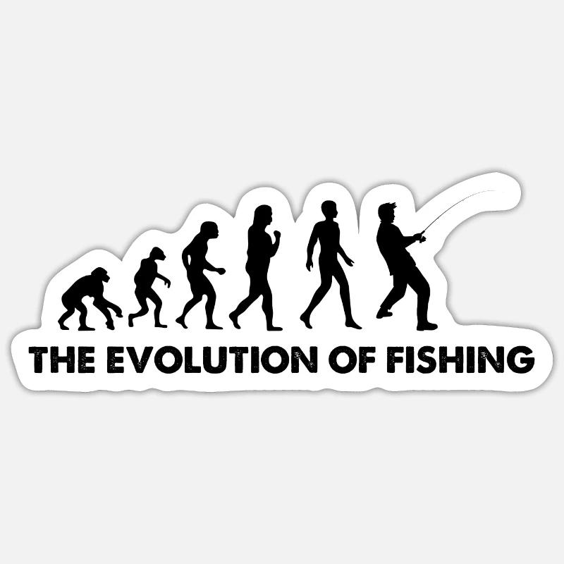 L’évolution de la pêche - Sticker taille S (10 x 10 cm) - blanc mat