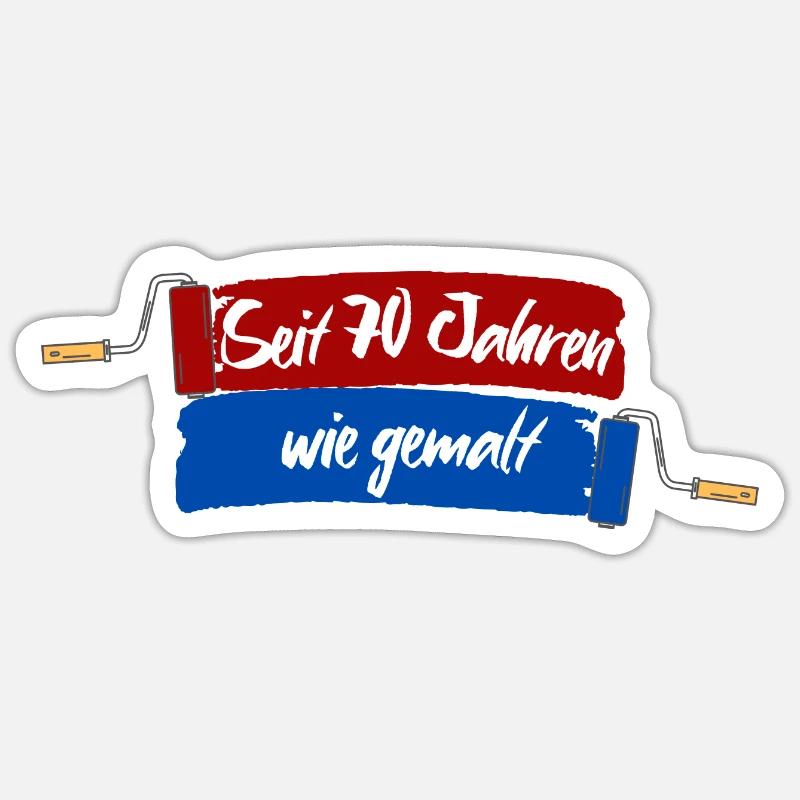 Pour 70 ans comme peint - 70e anniversaire - Sticker taille S (10 x 10 cm) - blanc mat