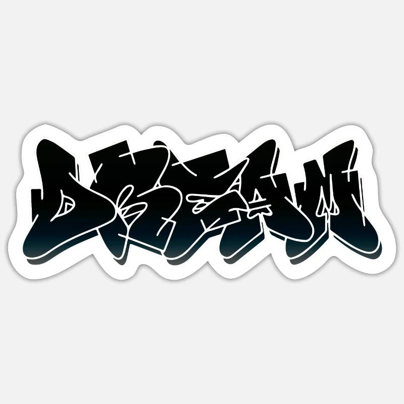 Traum-Graffiti-Stil in schwarzer Farbe - Sticker Größe S (10 x 10 cm) - Mattweiß