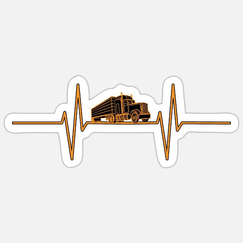 Battement de cœur avec camion - Sticker taille S (10 x 10 cm) - blanc mat