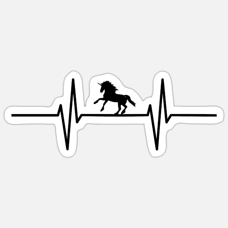 Herzschlag mit Einhorn - Sticker Größe S (10 x 10 cm) - Mattweiß