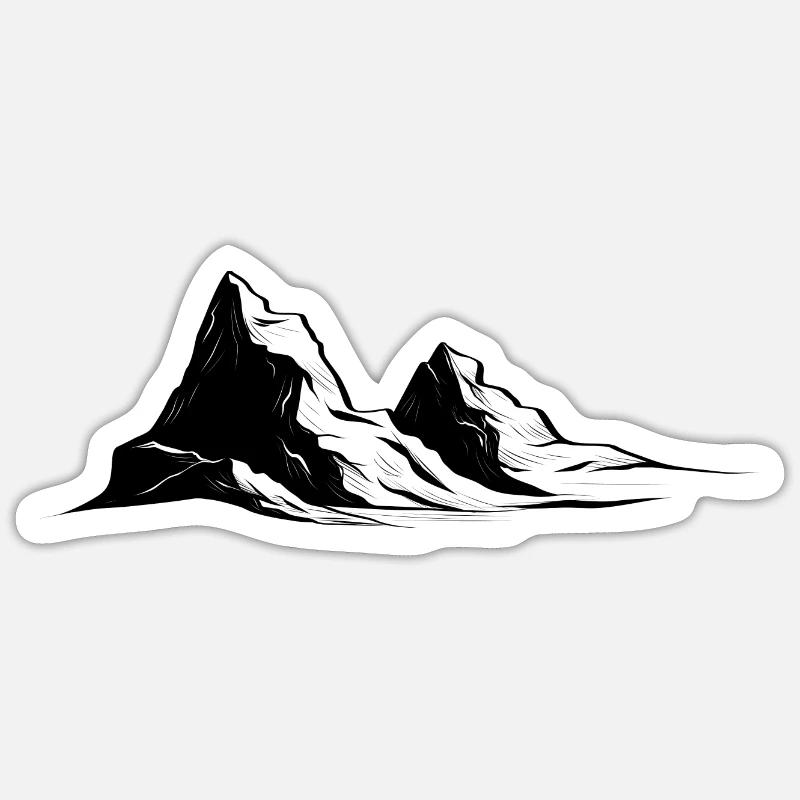 Montagnes - Sticker taille S (10 x 10 cm) - blanc mat