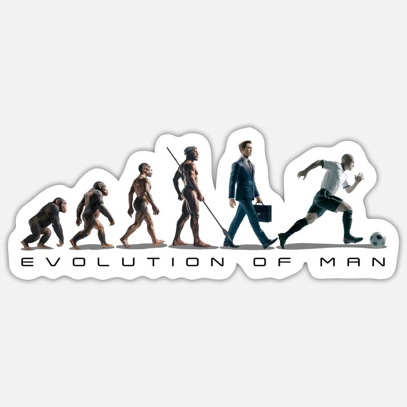 Evolution Fussball Zeichenfläche 1 Kopie - Sticker Größe S (10 x 10 cm) - Mattweiß