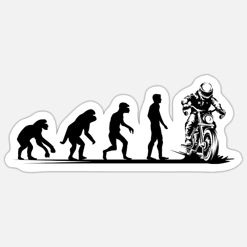 Évolution de la moto Funny Biker Cafe Racer Icon - Sticker taille S (10 x 10 cm) - blanc mat