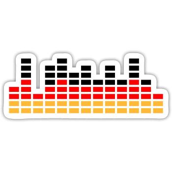 Allemagne drapeau DJ musique barre de son fête - Sticker taille S (10 x 10 cm) - blanc mat - Devant