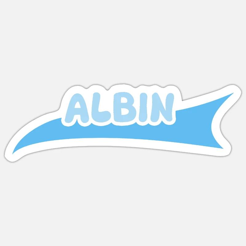 Prénom Albin - Sticker taille S (10 x 10 cm) - blanc mat