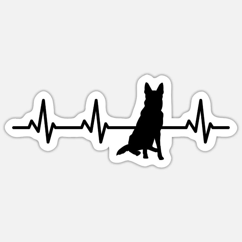 German Shepherd Heart Palpitations - Sticker size S (10 x 10 cm) - white matte