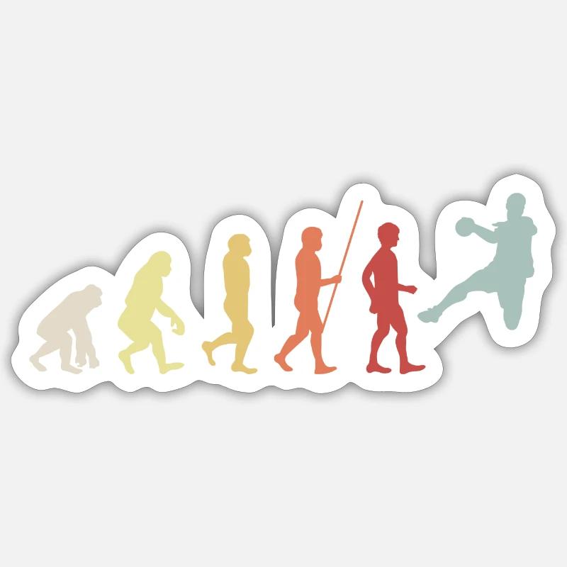 Handball Evolution Retro Geschenk Handballer Sticker Größe S (10 x 10 cm)