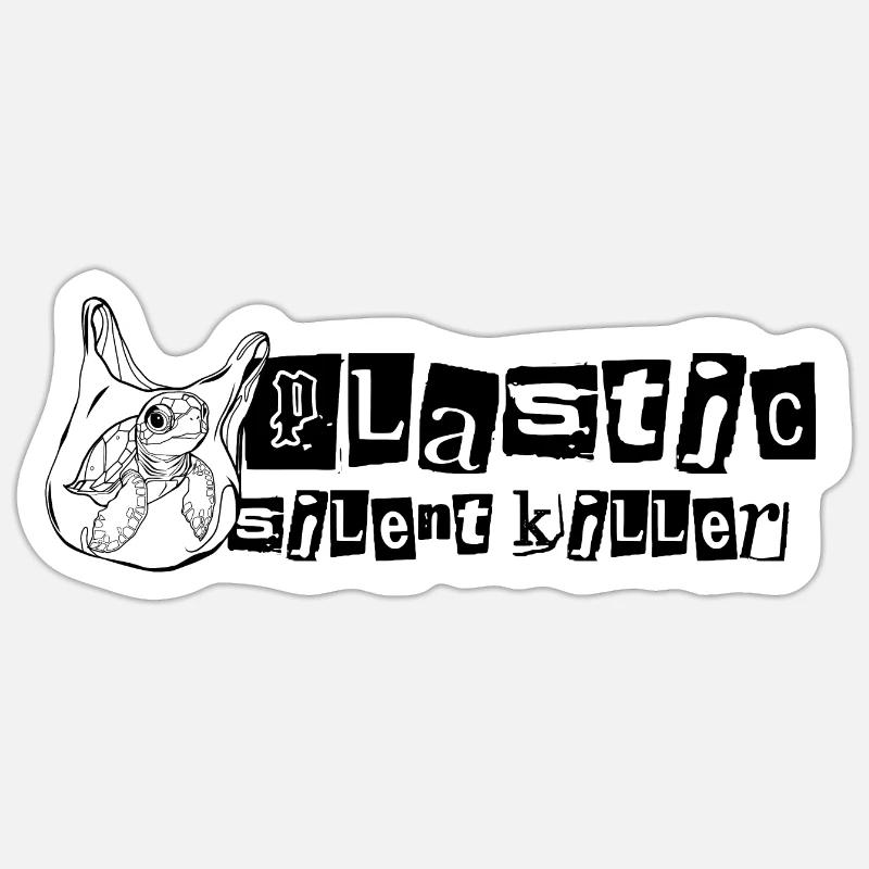 Plastic // Silent Killer // Illustration - Sticker size S (10 x 10 cm) - white matte