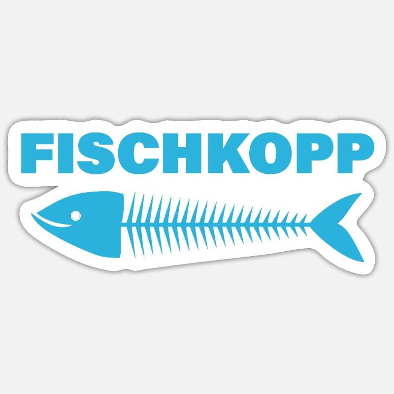 FISCHKOPP - Sticker size S (10 x 10 cm) - white matte
