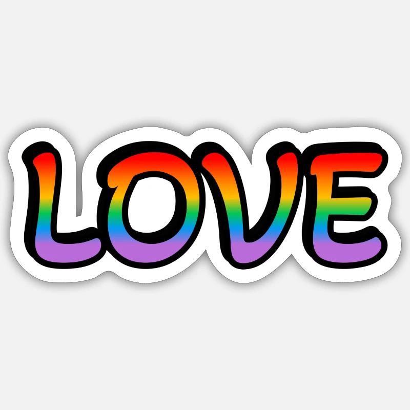 Retro Regenbogen Liebe - Sticker Größe S (10 x 10 cm) - Mattweiß