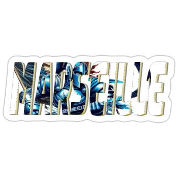 Marseille design stylisé BD - Sticker taille S (10 x 10 cm) - blanc mat - Devant