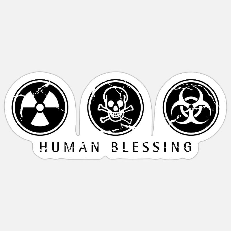 Human Blessing - Black - Sticker size S (10 x 10 cm) - white matte