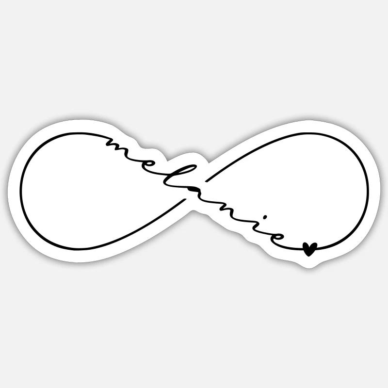 Melanie Name Symbole de l’infini Sticker taille S (10 x 10 cm)