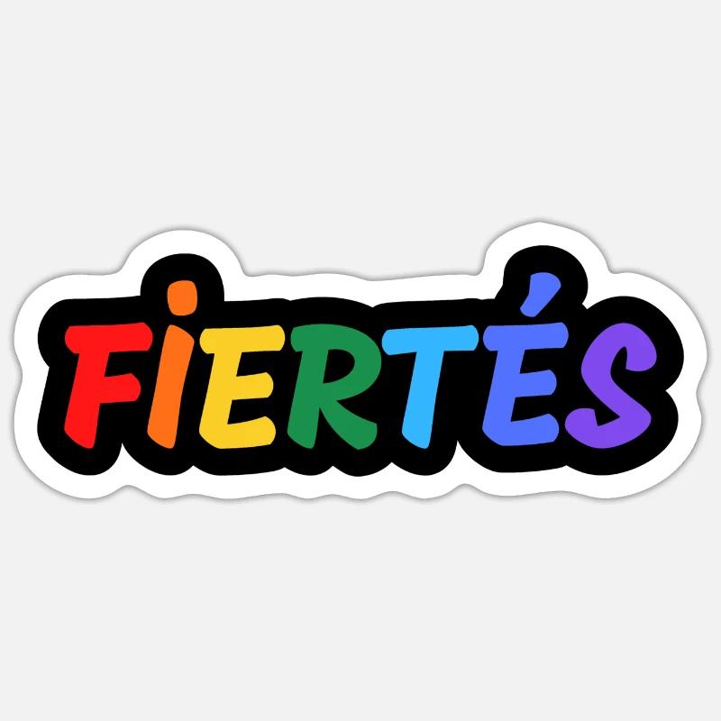 Fiertés - Sticker taille S (10 x 10 cm) - blanc mat