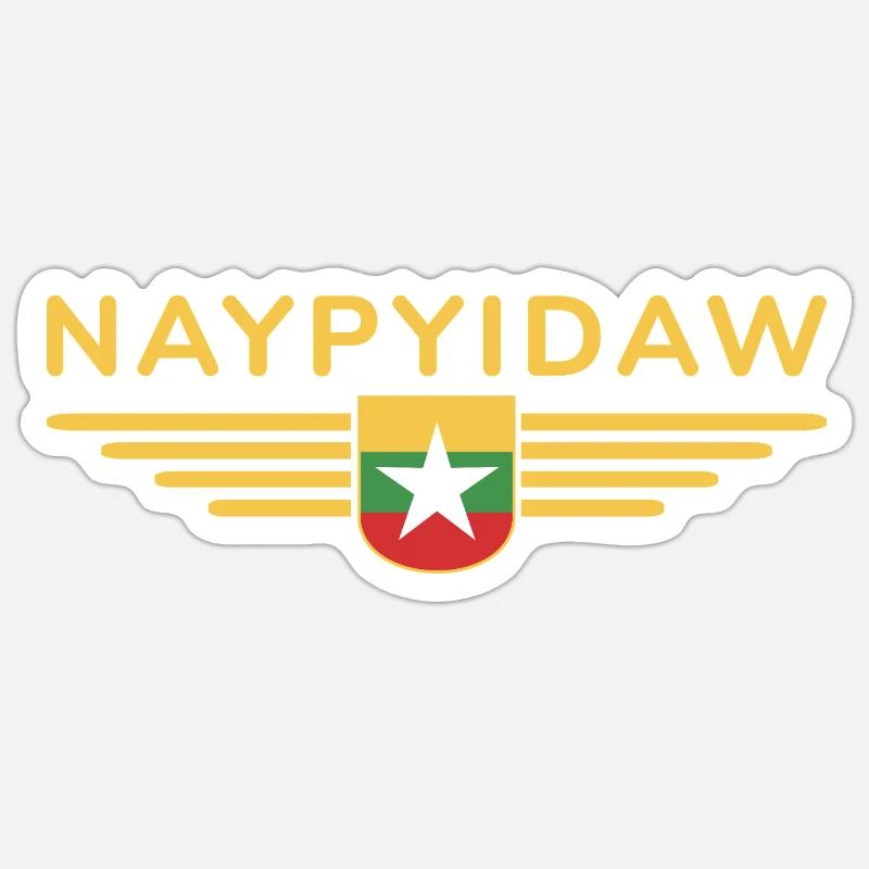 T-shirt Naypyidaw – Style Capitale - Sticker taille S (10 x 10 cm) - blanc mat