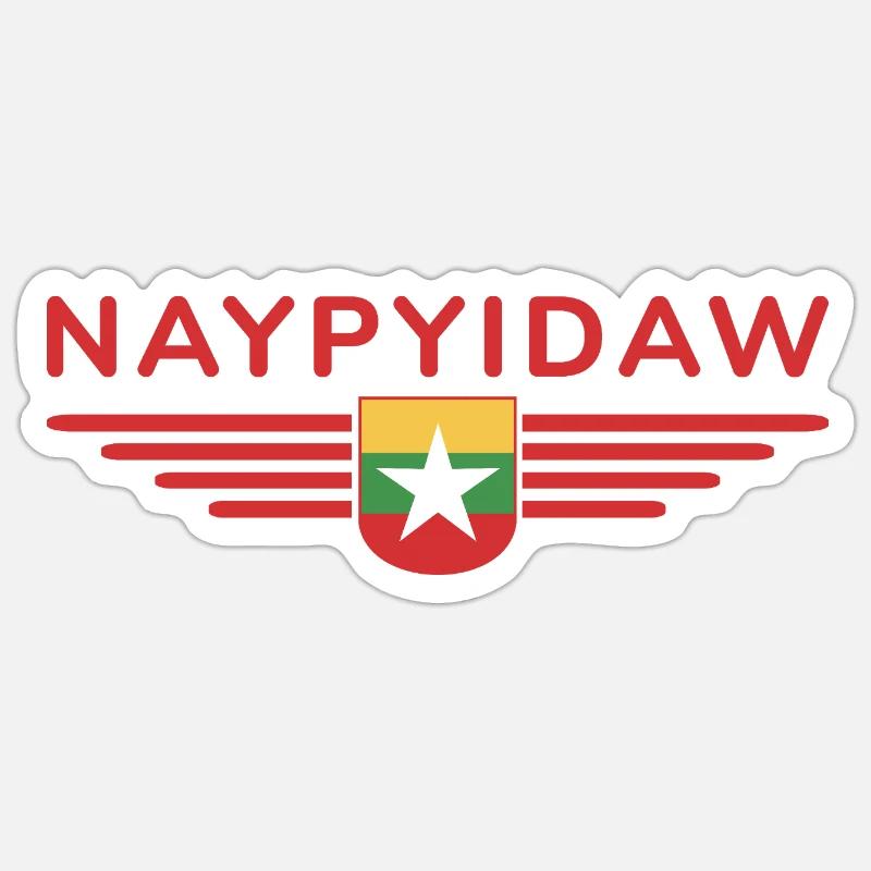 T-shirt Naypyidaw – Style Capitale - Sticker taille S (10 x 10 cm) - blanc mat
