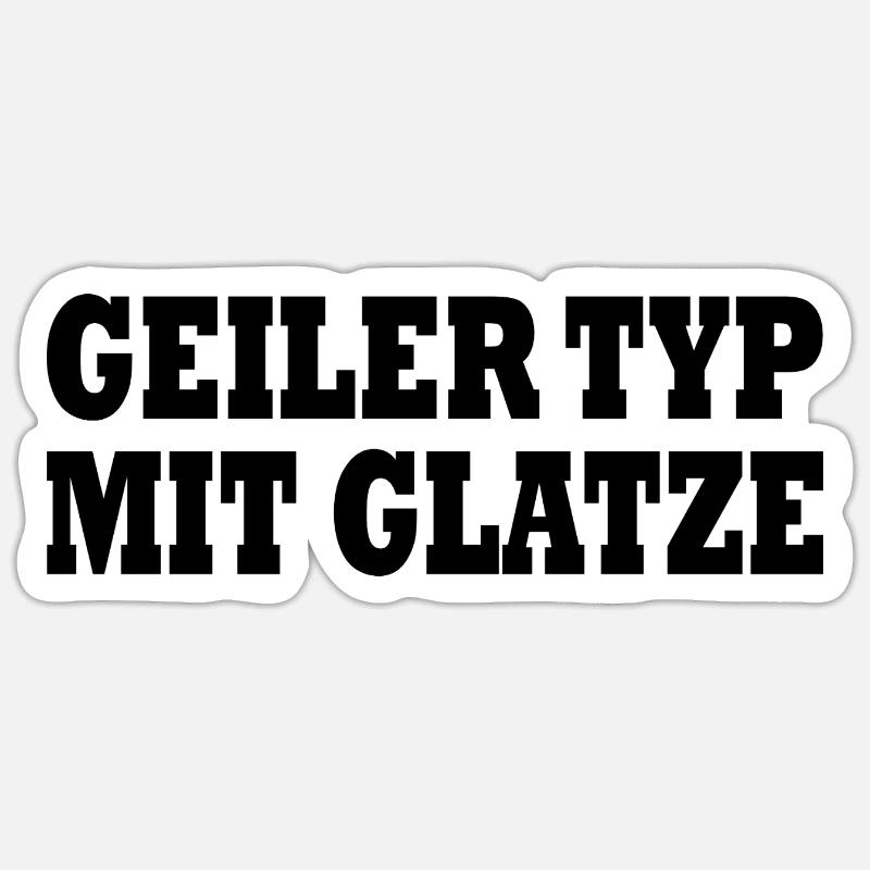 geiler typ mit glatze Sticker Größe S (10 x 10 cm)