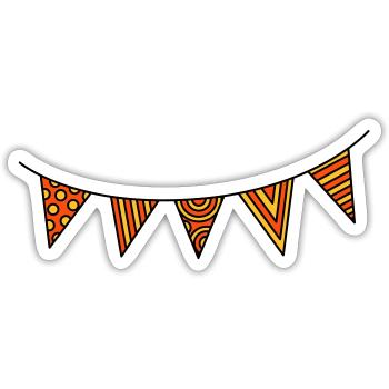 Wimpelkette dreifarbig - Sticker Größe S (10 x 10 cm) - Mattweiß - Vorne