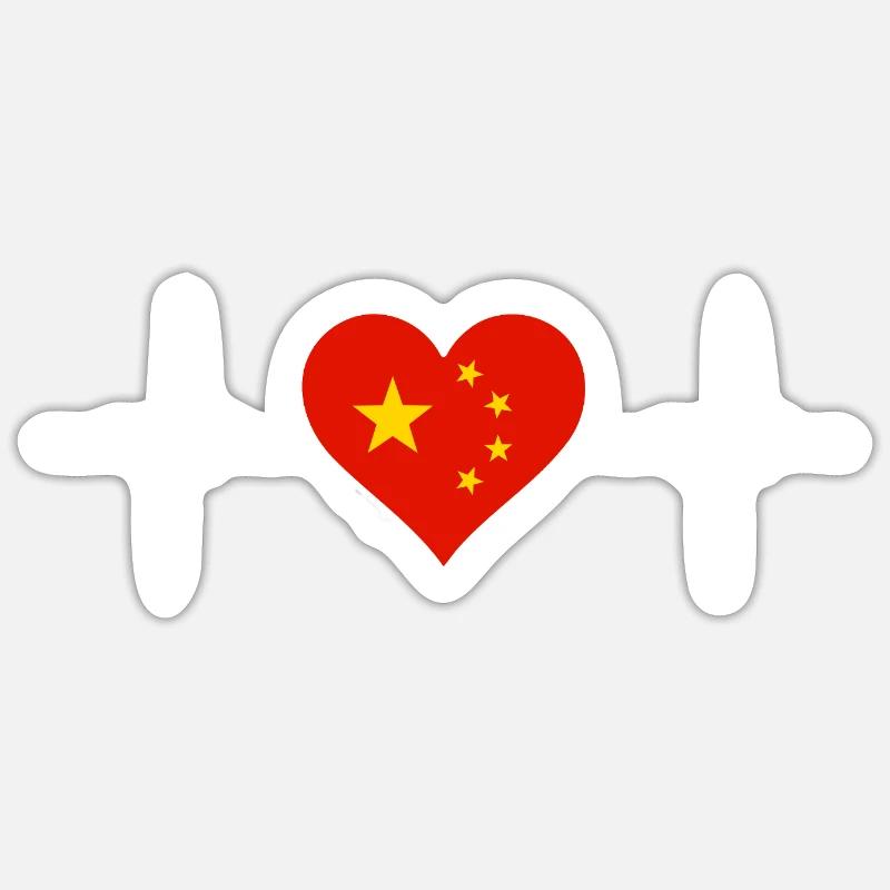 China Heartbeat - Sticker size S (10 x 10 cm) - white matte