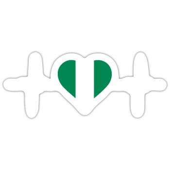 Nigeria Flagge Herzschlag - Sticker Größe S (10 x 10 cm) - Mattweiß - Vorne