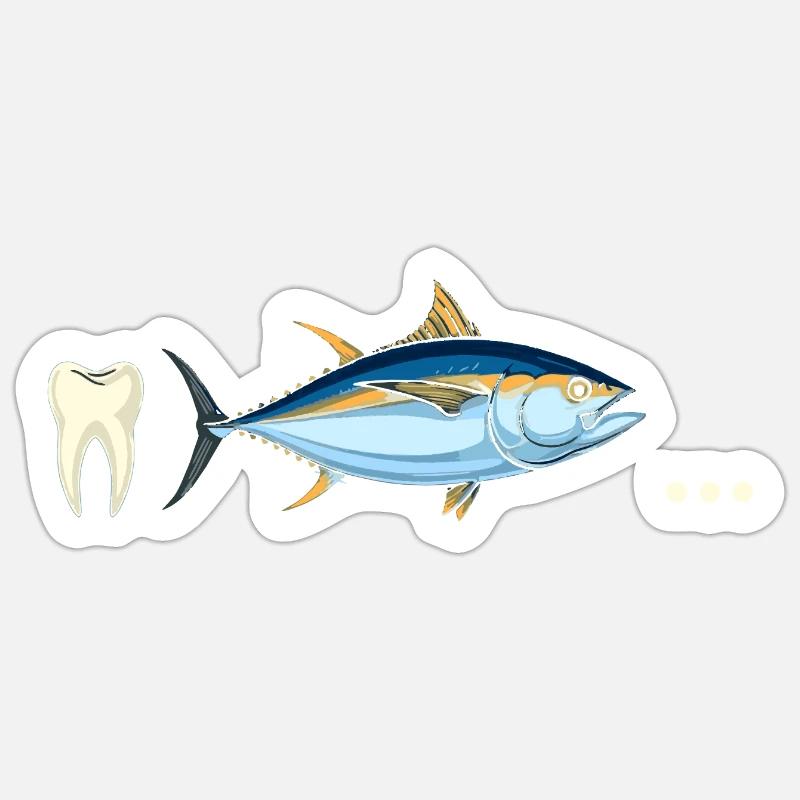 Thunfisch-Zahn ... - Sticker Größe S (10 x 10 cm) - Mattweiß