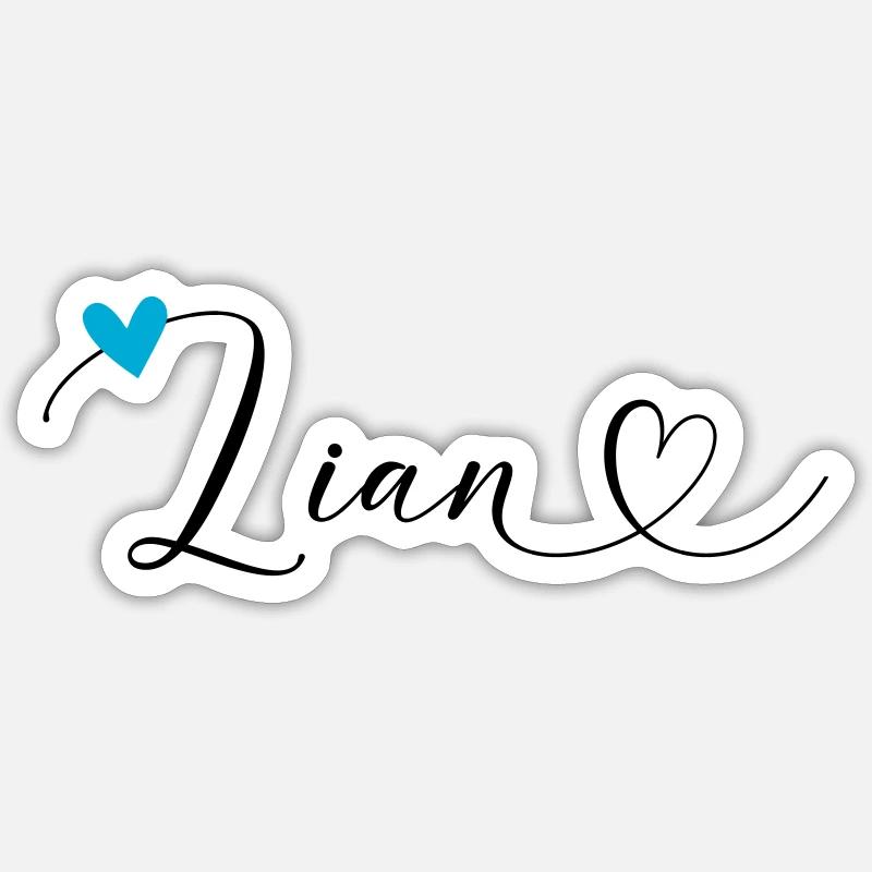 Lian Nom Prénom Calligraphie Coeur - Sticker taille S (10 x 10 cm) - blanc mat