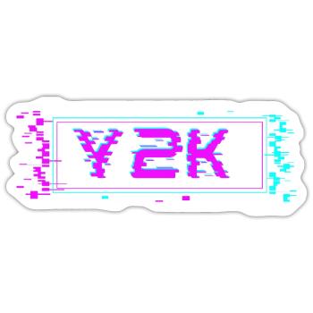 Cyber Glitch rétro Y2K - Sticker taille S (10 x 10 cm) - blanc mat - Devant