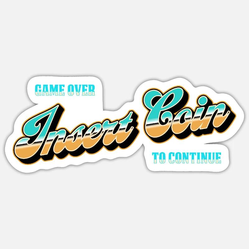 Insert Coin Arcade Nostalgie - Sticker Größe S (10 x 10 cm) - Mattweiß