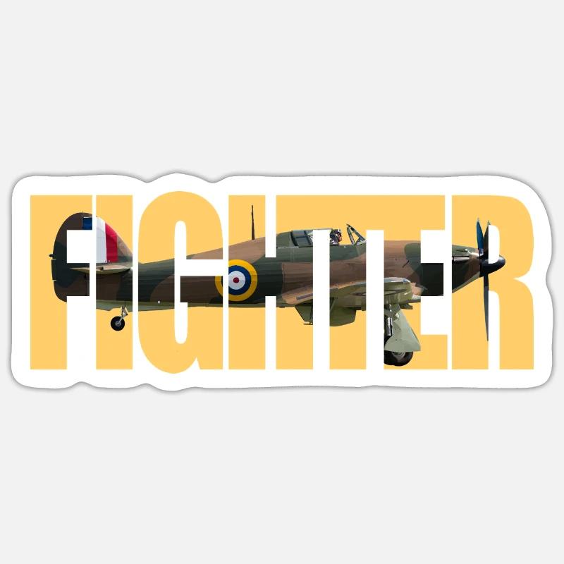Fighter Hurricane - Sticker Größe S (10 x 10 cm) - Mattweiß