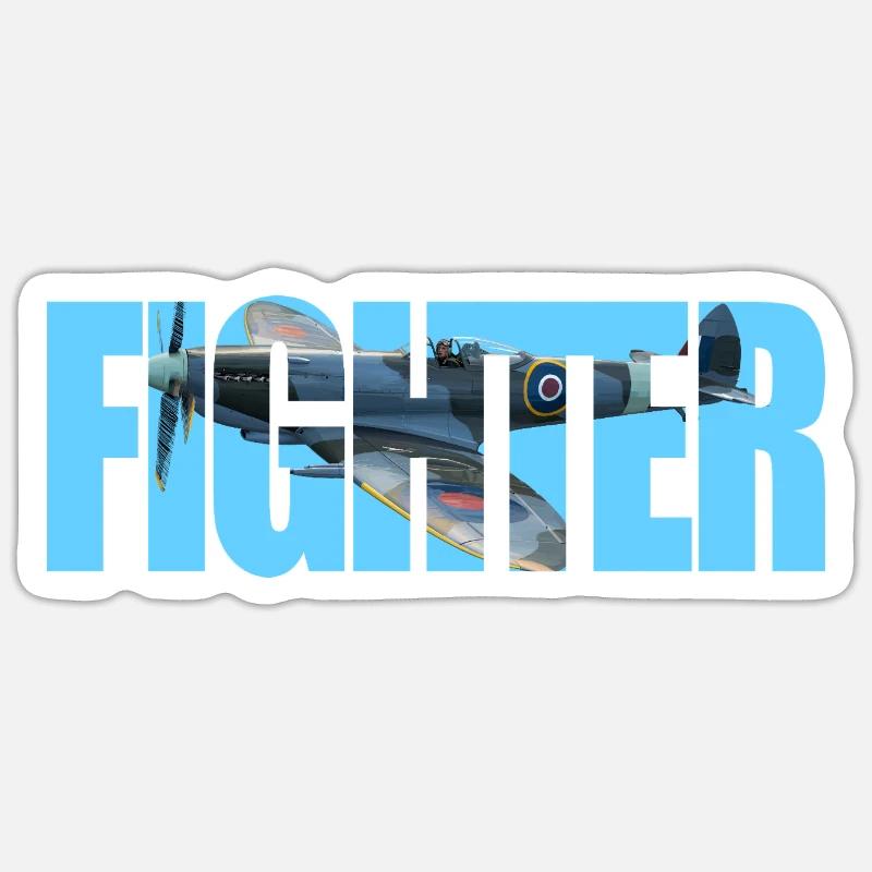 Chasseur Spitfire - Sticker taille S (10 x 10 cm) - blanc mat