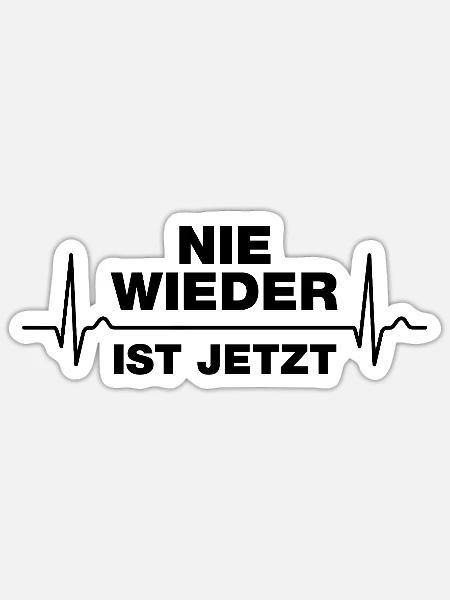 Nie wieder ist jetzt Gegen Rechts gegen Hetze EKG - Sticker Größe S (10 x 10 cm) - Mattweiß