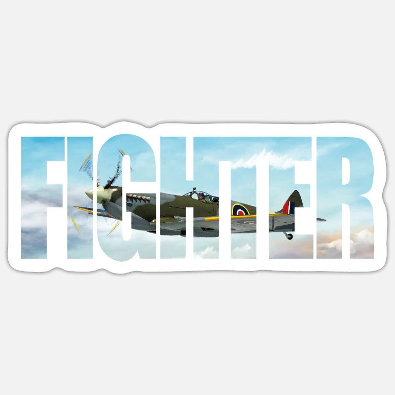 Fighter Spitfire - Sticker Größe S (10 x 10 cm) - Mattweiß