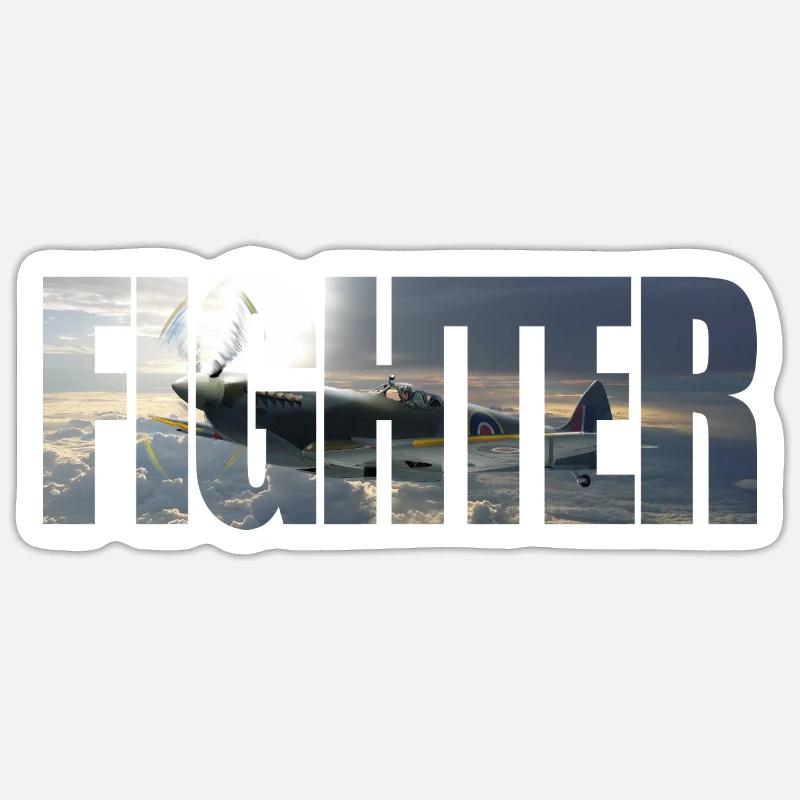 Fighter Spitfire - Sticker Größe S (10 x 10 cm) - Mattweiß